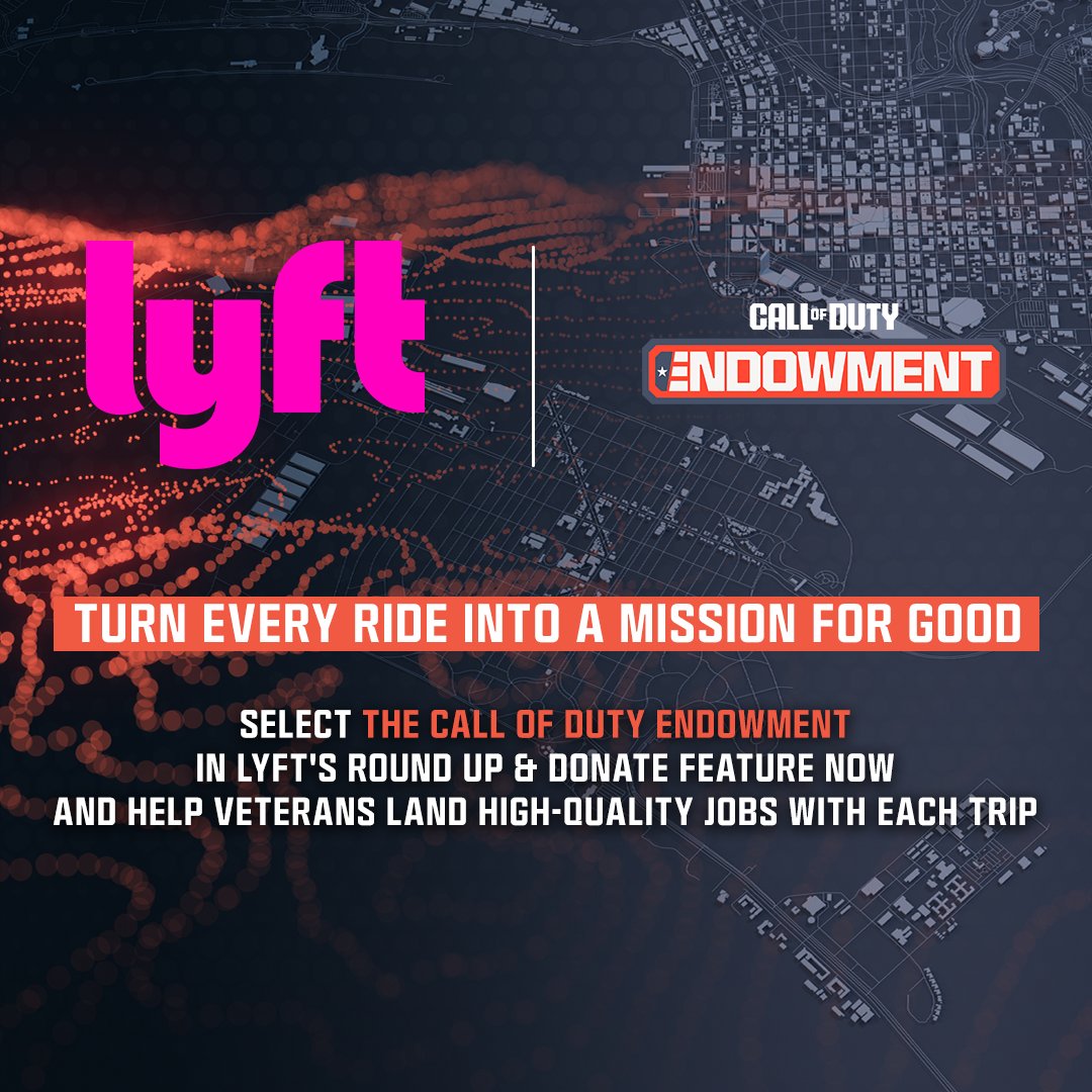 CODE4Vets's tweet photo. #CODEBOWLVII presented by USAA is almost here, and you can support veterans right from the backseat. Just open your @lyft app, choose the Call of Duty Endowment as your charity, and round up your fare to help place vets into high-quality jobs.

Catch this announcement and the rest of the action during C.O.D.E. Bowl VII on June 20th at 9 AM PT: https://t.co/ATvAopDSI9