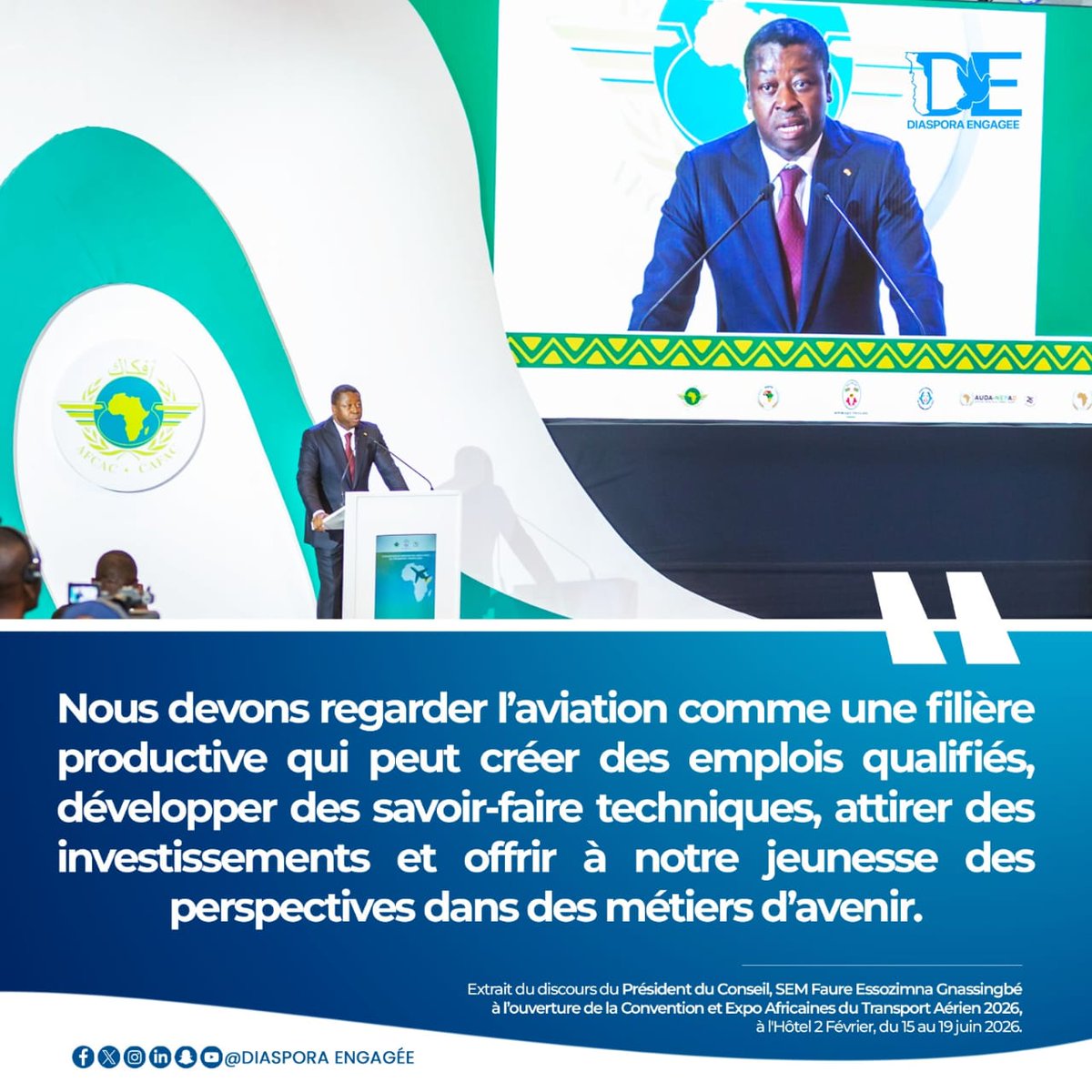 boevi_gbadoe_tg's tweet photo. Merci au Président du Conseil, champion de la #MUTAA, pour sa vision éclairée. Ses paroles ne se limitent pas aux contours d’une initiative : elles dessinent les retombées à long terme et tracent un avenir durable pour tous le continent #Africain.
#Tgtwittos #Togo #AIGE https://t.co/mJrJlwDIfd