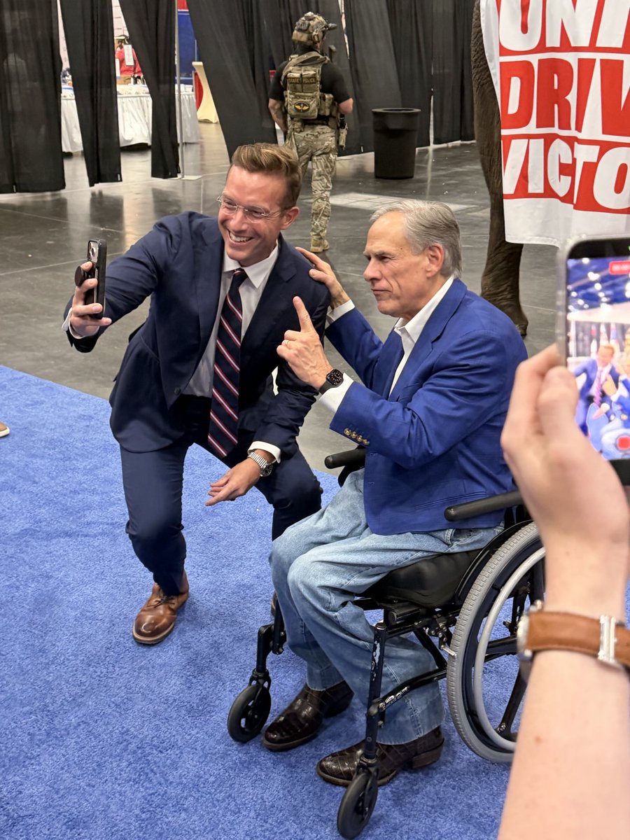 ThinkerMichelle's tweet photo. I had such a great time welcoming @bennyjohnson to the #TXGOP2026 Convention and introducing him to Paige the Elephant! 🐘 🇺🇸 https://t.co/eBBGvdqbGk