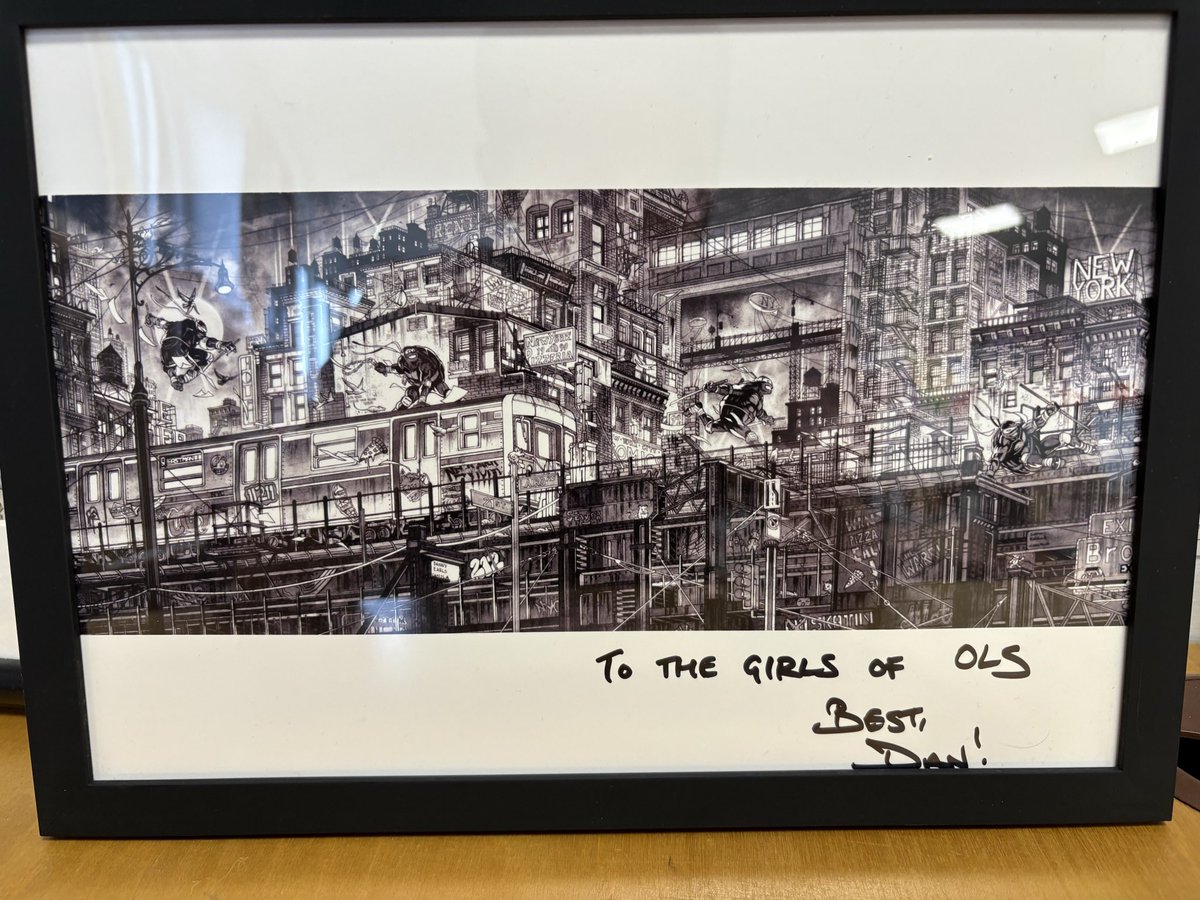 OLSComicClub's tweet photo. Many thanks to @dannyearls16 for gifting this lovely piece of art to the @OLSNewry Comic Book Club 😁

Danny was DELIGHTED that we have so many keen comic readers in OLS, and he hopes to visit some time in the future!

Thanks to @CoffeeHeroes1 for facilitating this signing😁 https://t.co/yqmgoWJbeT