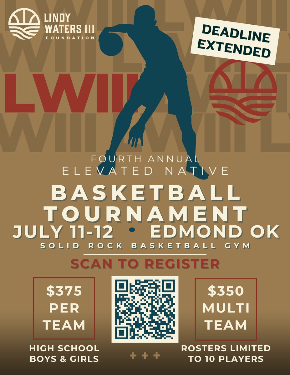 lwiiifoundation's tweet photo. 🚨 Registration Deadline Extended! 🚨
Teams now have until Friday, June 19 to register for the 2026 Elevated Native Basketball Tournament!

🎓Graduating seniors competing in the tournament may also apply for our Higher Education Scholarship.

Register now: https://t.co/zKrbBDPCeG https://t.co/Lb6GmPLVWr