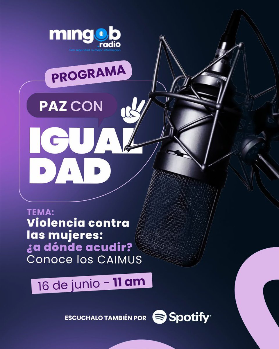 mingobguate's tweet photo. 🎙️ Hoy en “Construyendo Paz con Igualdad”
Violencia contra las mujeres: ¿A dónde acudir? Conoce los CAIMUS.
🌐 https://t.co/wPMdX4ijFK
Conoce los servicios gratuitos de atención legal, psicológica, social y de albergue que brindan los #CAIMUS. https://t.co/OgIphJrJzo