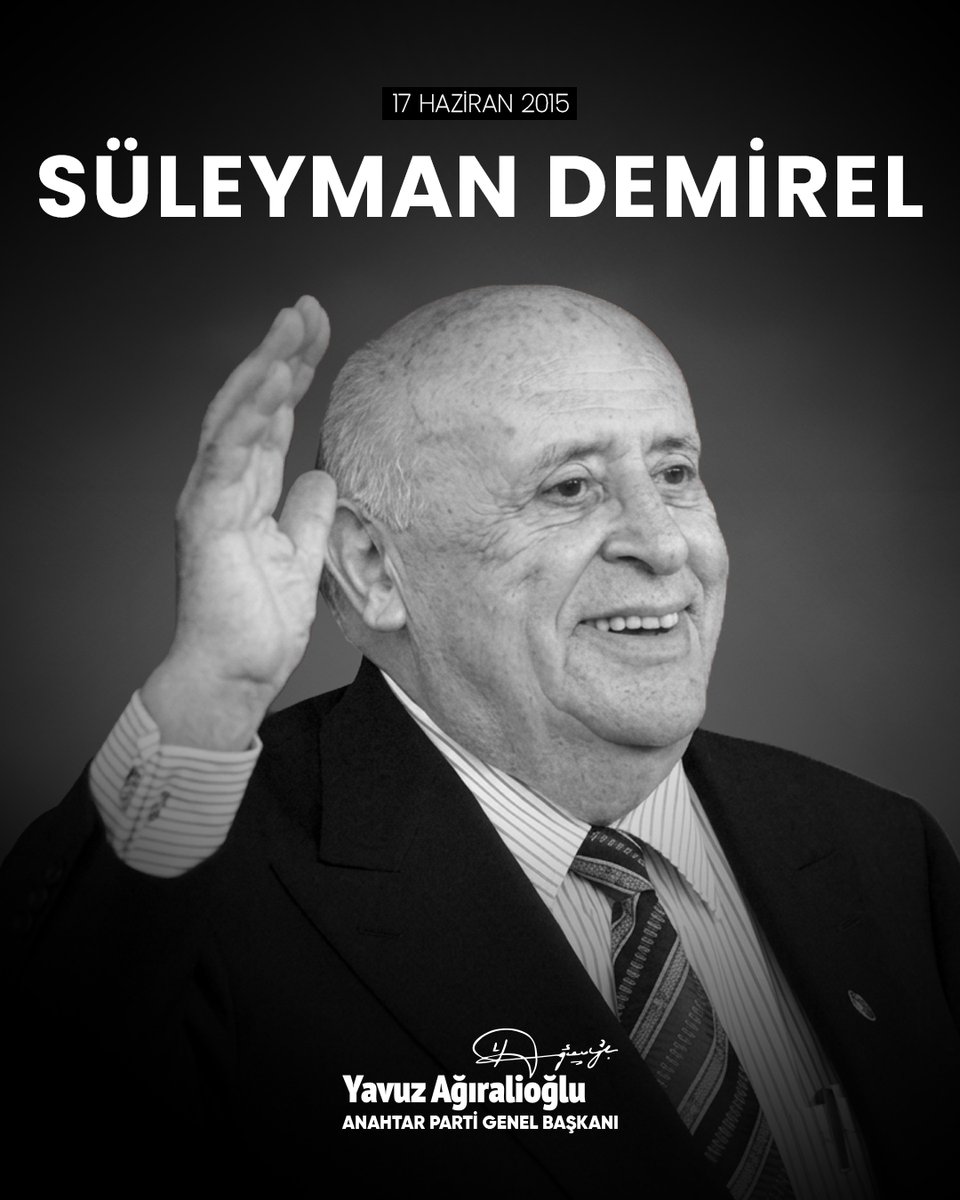 yavuzagiraliog's tweet photo. Türk siyasetinin hafızasında kendine has üslubu, milletle kurduğu güçlü bağ ve demokrasiye olan inancıyla iz bırakan 9. Cumhurbaşkanımız Süleyman Demirel’i vefatının yıl dönümünde rahmet ve saygıyla anıyorum.

Milletin sesine kulak veren, devlet yönetiminde hukuku ve Anayasa’yı esas alan bir devlet adamı olarak hatırlanan Sayın Demirel, siyasi hayatımızda müstesna bir yere sahiptir. Ruhu şad olsun…