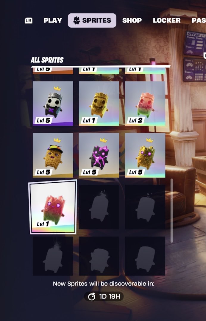 covencase's tweet photo. i have finally collected all available sprites! unfortunately still have to master them all lmao :)

currently grinding for some more sprite dust and then i will be back to giving out the gummy zero point sprite! <3

thank you to everyone who traded with me! #Fortnite https://t.co/FBuNiOiaGx