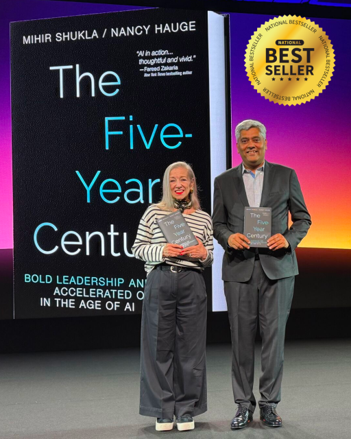 VictorCamacho_R's tweet photo. Congratulations to our CEO Mihir Shukla and Chief People Experience Officer Nancy Hauge: The Five-Year Century is a National Bestseller. The book tackles what good leadership looks like when AI moves faster than most operating models were designed to handle. Find out more:... https://t.co/Lop5sq87T2