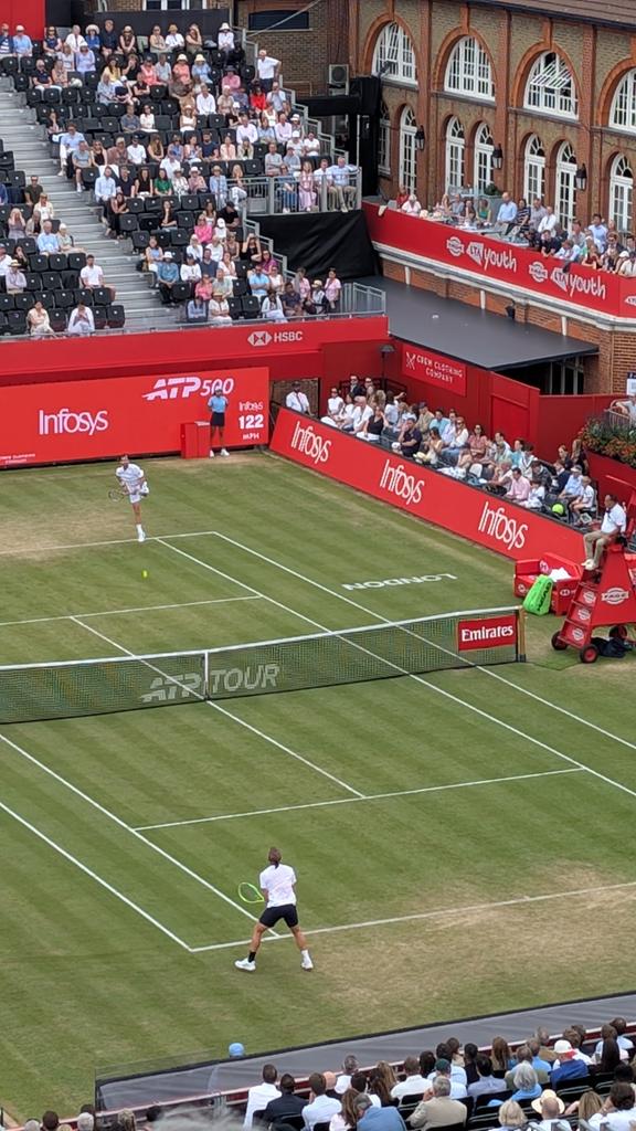 lutiflower's tweet photo. Norrie and Fokina neck and neck at 3 3. Come on Cameron! #Queens #London #tennis https://t.co/8XZ1QB7GDI