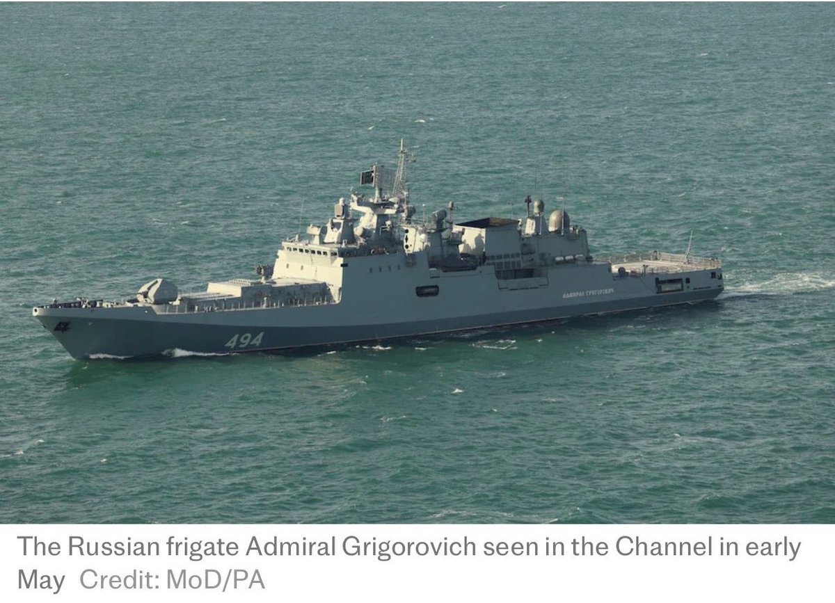 bayraktar_1love's tweet photo. Russian frigate Admiral Grigorovich fired a warning shot at a civilian British yacht in the English Channel after the two vessels sailed close to each other in the Channel at about 11.40am on Tuesday.

The Admiral Grigorovich has spent weeks operating near British waters, previously being spotted escorting Russian shadow fleet tankers and operating near offshore wind farms off the coast of Suffolk.