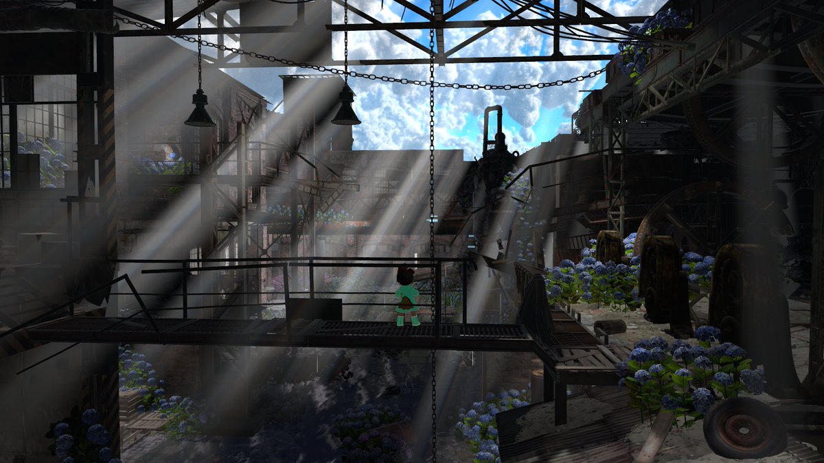 tom_vrchat's tweet photo. - ワールド探訪記 -
六月工場
https://t.co/MbZL0sgnm3

廃工場にいっぱいに咲く紫陽花。さびれた工場と差し込む光に照らされて美しく咲く紫陽花の対比が物語性を感じさせる雰囲気系ワールド。 https://t.co/ZUOV3fPAut