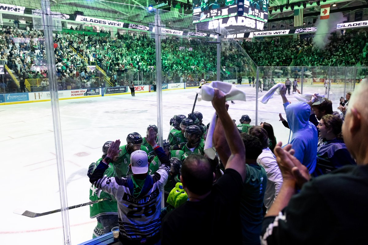 StLouisBlues's tweet photo. THE FLORIDA EVERBLADES ARE KELLY CUP CHAMPS 🏆

Down 2-0 in the series, the Blues' affiliate reeled off four straight wins to claim the ECHL championship in Game 6 with a double overtime comeback victory! This is the @FL_Everblades' fourth title in five seasons and League-record fifth overall. #stlblues