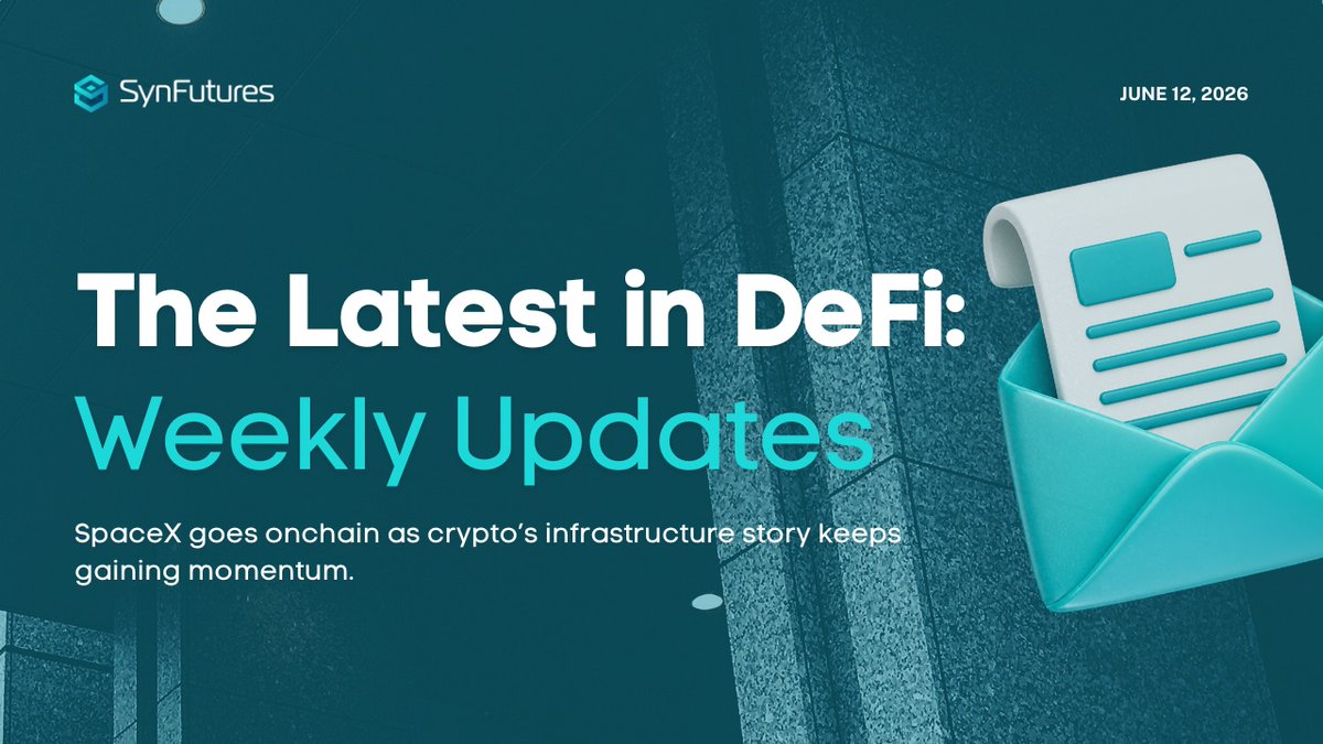 SynFuturesDefi's tweet photo. gFutures 💙

@SpaceX has landed on SynFutures. And it's not alone. 50+ tokenized stocks are now tradable onchain, bringing RWAs to @Base at scale.

Need your weekend DeFi and crypto recap? We've got you covered:

• $SPCX lists on SynFutures & 50+ RWAs are officially live on Base
• May CPI hits 4.2% YoY, market wipes 2026 Fed cuts entirely
• BTC enters "deep bear-market valuation zone" as ETF outflows continue
• Kalshi's CFTC-regulated crypto perps cross $1B in volume inside a week

Catch all of this and more DeFi updates ⤵️