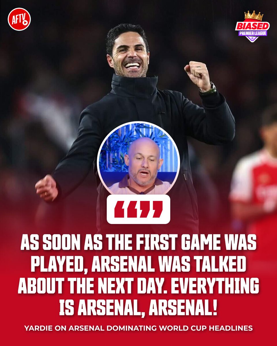 AFTVMedia's tweet photo. It's the World Cup, but somehow Arsenal are everywhere in the conversation! 🤣  

#BiasedPremierLeague https://t.co/lY6TjusT4A