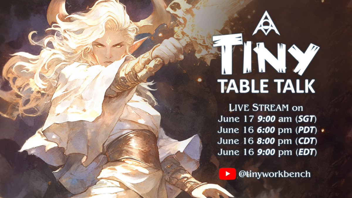 AoARPG's tweet photo. Answer the call of the light!
Tiny Table Talk #10 @ 6PM PDT: RADIANCE Mastery reveal for our upcoming TTRPG Aeons of Adventure!
Clerics • Paladins • Light
See you at the table!🪑
#TTRPG #AeonsOfAdventure https://t.co/6dCyDvfs7H