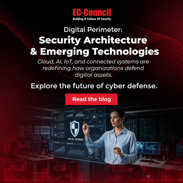 ECCOUNCIL's tweet photo. 🔗 Explore the article: https://t.co/EngCMifUVR 

The digital perimeter now spans cloud infrastructure, connected devices, AI-powered systems, remote endpoints, and third-party ecosystems.

As attack surfaces expand, security architecture must evolve from boundary-based protection to continuous visibility, adaptive defense, and identity-driven security controls.

Discover how emerging technologies are reshaping the digital perimeter and the strategies organizations need to build resilient cyber defenses.

#ECCouncil #CyberSecurity #CyberDefense #CyberResilience #CloudSecurity #ZeroTrust #IdentitySecurity #AttackSurfaceManagement #InformationSecurity #AIinCybersecurity #CyberRisk #Infosec