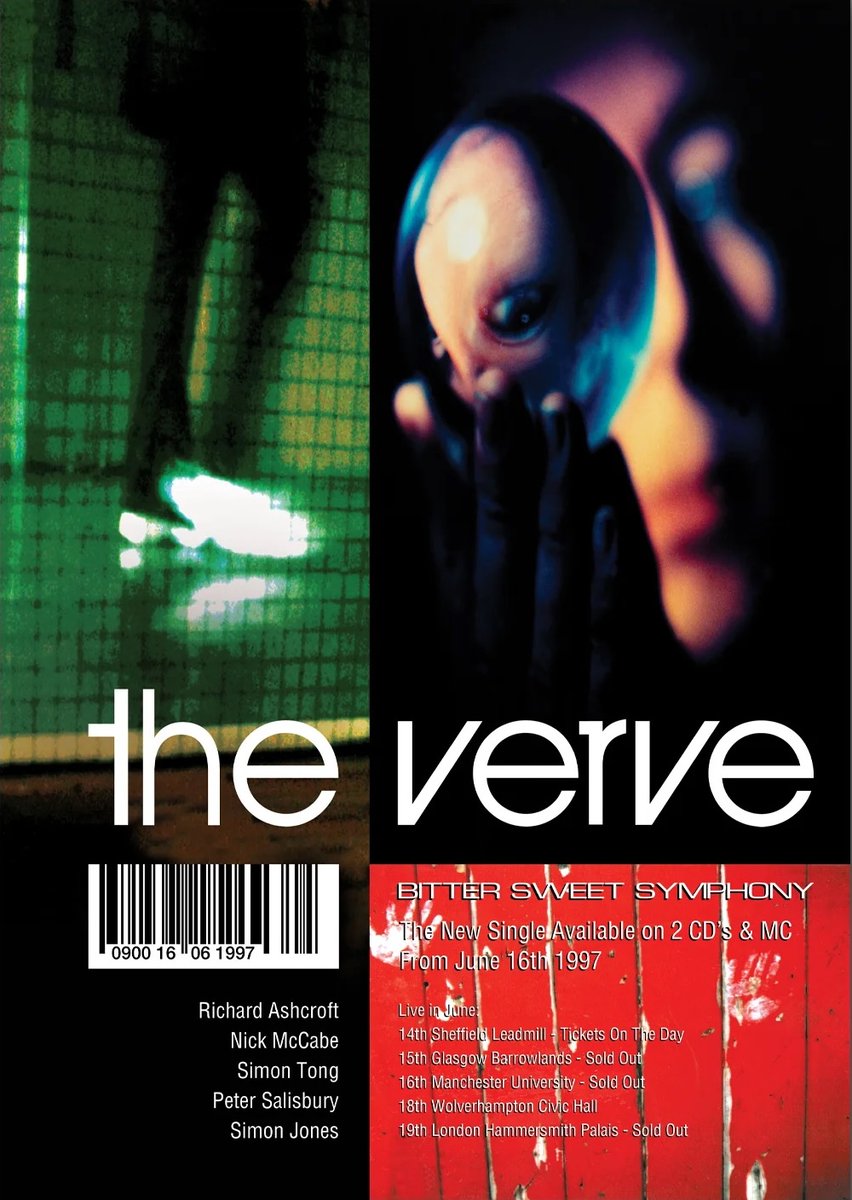 vervedaily's tweet photo. #OnThisDay in 1997, the legendary song "Bittersweet Symphony" was released as the lead single for The Verve's 3rd album, "Urban Hymns" https://t.co/XBB7UNaDOI