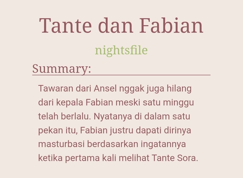 hanidolessence's tweet photo. nenseok oneshot nsfw au
—; tante dan fabian

📖 | 4.6k words
📖 | explicit, fem!nsok. (open ao3 for further tags)
📖 | https://t.co/tJ0VCkvLnj https://t.co/bgZm1NBr12