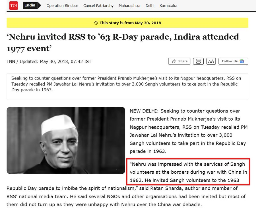 NaMo_Bhakthi's tweet photo. @PriyankKharge @RSSorg Nehru was impressed was he wrong https://t.co/kSvxUZNIs6