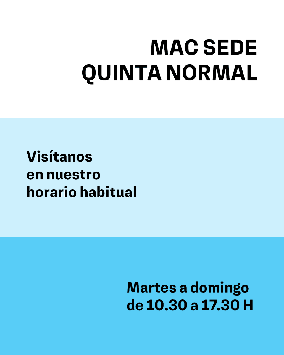 Museo_MAC's tweet photo. ¡Información de horarios! 🕜

🚧 Del 16 de junio al 9 de julio, nuestra sede Parque Forestal cierra sus puertas para el montaje de nuestro próximo ciclo expositivo.

🏛️Sede Quinta Normal siguen abiertas en sus horarios habituales

¡Nos vemos en el MAC! ✨ https://t.co/0CdV2ESjyy