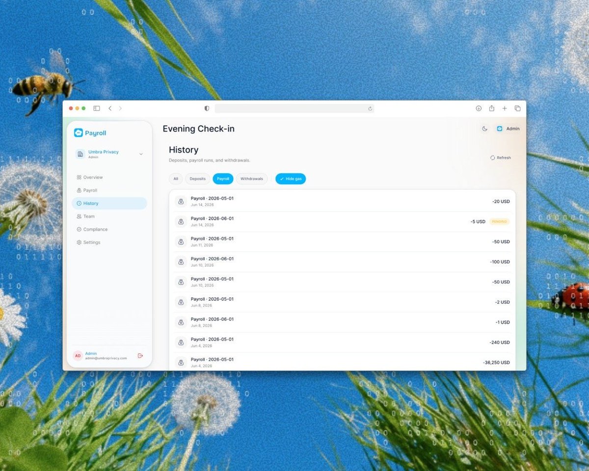 JW100x's tweet photo. Excited to share an update on our payroll program at Umbra.

We’ve been testing our payroll flows with multiple teams and have received really great feedback. While there’s still work to be done, it's clear that we’re getting significantly closer to product-market fit. 

Over the coming weeks, I will be your direct POC for onboarding support, prioritizing feature requests that improve your experience, and providing exclusive incentives for select teams ready to move their payroll to Umbra. 

Some core features:

> Multichain payroll where admin can deposit from any chain and withdraw to any chain
> Can withdraw directly to bank, completely privately
> Complete compliance, with transaction statement PDF generation and granular viewing key-based access
>Embedded wallet with transaction fees abstracted away
>Easy organization management, with workspace email-based login
>Cashback incentives for teams over set volume threshold

If any team wants to add privacy to their payrolls, DM me. :)

uodl