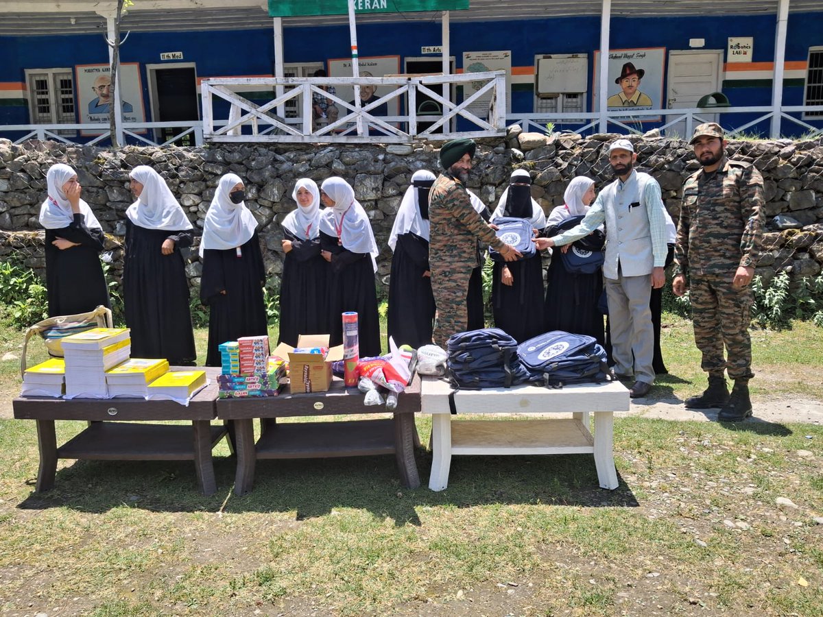 Sentinelofkeran's tweet photo. Bringing smiles and opportunities to the children of remote Keran Sector!
Capt Tushar Mahajan SC(P) Memorial Trust, in collaboration with Abhyudaya and the Indian Army, distributed stationery and sports items to students of local schools in Keran. https://t.co/hltxr3VS3B