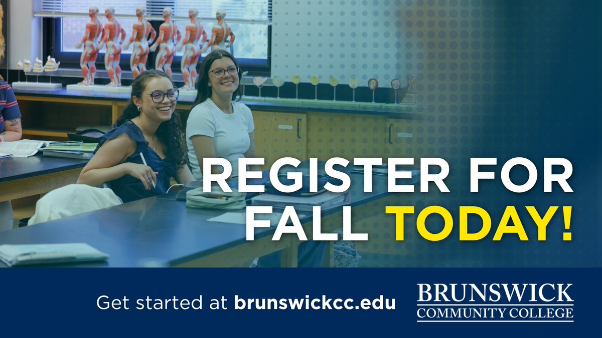 Brunswick_CC's tweet photo. Now’s the time to focus on fall at BCC 

Register before July 4 to beat the after-holiday rush, and enjoy the rest of summer stress-free.

📍 https://t.co/mBLDTQf10u
📞 (910) 755-7320

#YOUcanBCC #Fall2026 https://t.co/R2pZOZDoxW
