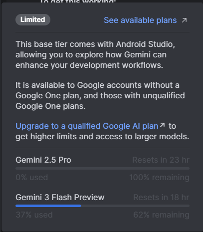 RogerDottin's tweet photo. Sometimes Gemini gives false warnings for both daily and hourly limits. https://t.co/1gn6hWiFAL