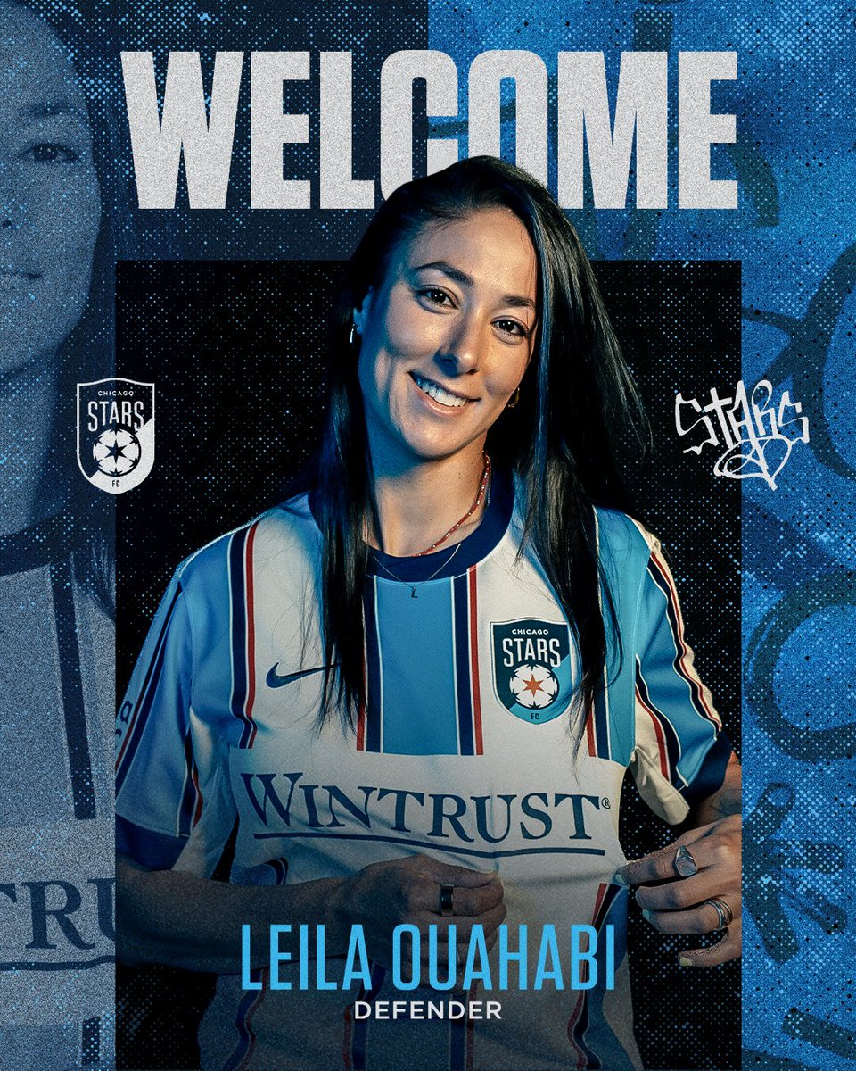 theChicagoStars's tweet photo. WSL champion. FA Cup champion. European champion. Now a Chicago Star. 💫

The Chicago Stars have acquired Leila Ouahabi from Manchester City &amp; signed the Spanish defender through 2028.

¡Bienvenida, Leila!

📰: https://t.co/nTGwfaKRF5 https://t.co/dycVy8FCQt