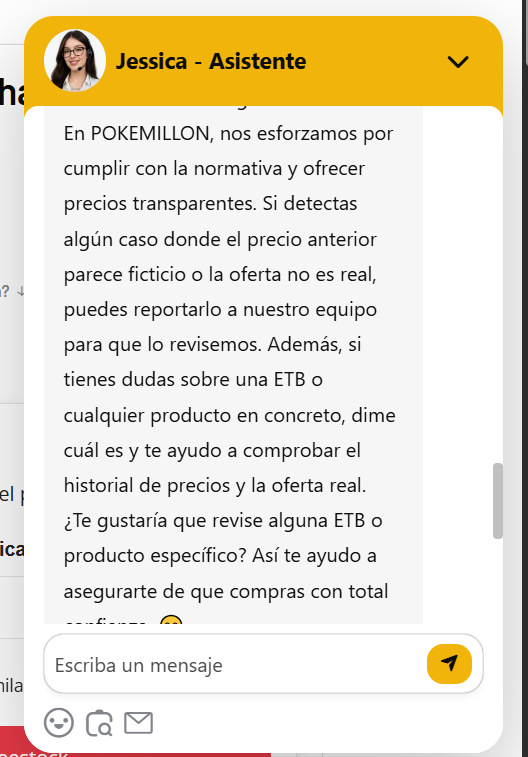 ElKillThisLove's tweet photo. 10/11 Es decir, la propia herramienta de soporte que tienen implementada en su negocio reconoce abiertamente la ilegalidad de la estrategia de precios que aplican en su catálogo. 
El bot de la tienda sabe más de la Ley de Consumo que los propios dueños de la web. https://t.co/6FXTX0iyWK