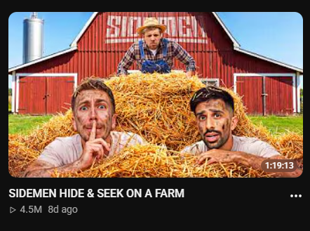 AnthonyMonteir0's tweet photo. @sethfowIer feels like they make sidemen vids rather than youtube vids. hard to grow this way

for example, i dont think anyones clicking on this unless you're a sidemen fan or know of the sidemen https://t.co/S0dfqyEAO4