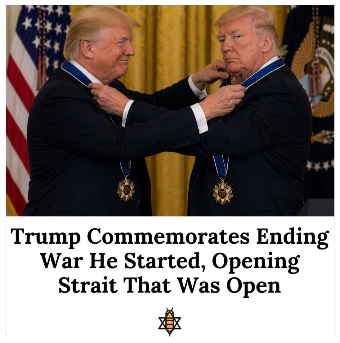 SprinterPress's tweet photo. Trump noted the end of the war that he himself started, and the opening of the strait that was opened before the war. Professional! https://t.co/oSz83nt4Ya