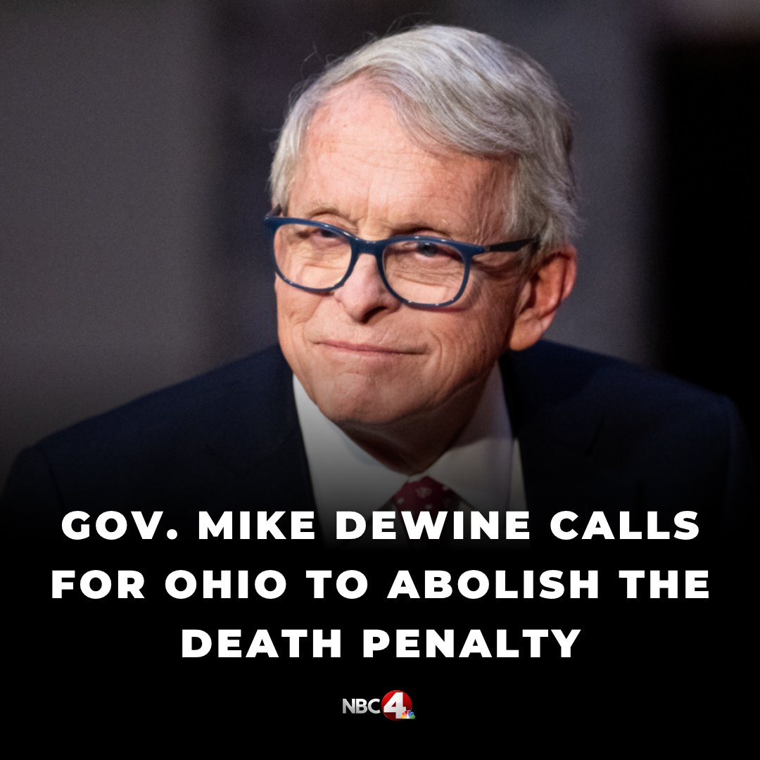 nbc4i's tweet photo. Gov. Mike DeWine Tuesday morning called on Ohio to abolish the death penalty, citing data that he said proves it is no longer a deterrent to violent crime. https://t.co/bQ5cvqCA4d https://t.co/gMCtj2KmNE