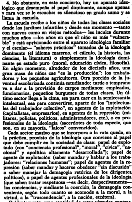 Olivemashi's tweet photo. @OmarMontoyaSua1 "No hay ningún aparato ideológico del estado que mantenga durante tantos años una audiencia obligatoria (y, lo que importa menos, a veces gratuita), 5 o 6 días a la semana a razón de 8 horas por día, con la totalidad de los niños en las formaciones sociales capitalistas" https://t.co/zCrHyC03uK