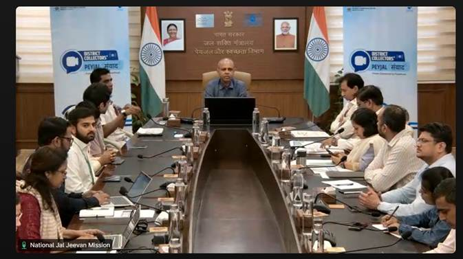 airnewsalerts's tweet photo. The Department of Drinking Water and Sanitation (@MoJSDDWS) organises the 9th edition of the District Collectors’ Peyjal Samvad through video conferencing.

It brought together senior officials, District Collectors, Deputy Commissioners, and Mission Directors of State and Union Territories of the Jal Jeevan Mission (JJM) to deliberate on accelerating the implementation of JJM 2.0 and sharing of best practices. 

Secretary, DDWS, Ashok K.K. Meena chaired the Samvad.