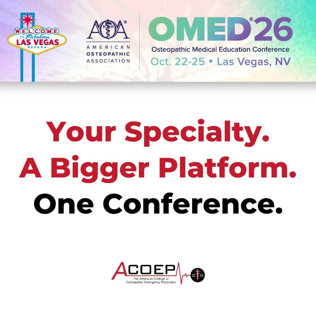 ACOEP's tweet photo. Emergency medicine belongs at #OMED2026 — and ACOEP is making sure of it.

Learning. Community. Skills. Awards.

Oct 22–25 | Caesars Palace.
Register 👉 https://t.co/KbcY0XlsDW

#ACOEP #EmergencyMedicine https://t.co/s2asy9qu6j