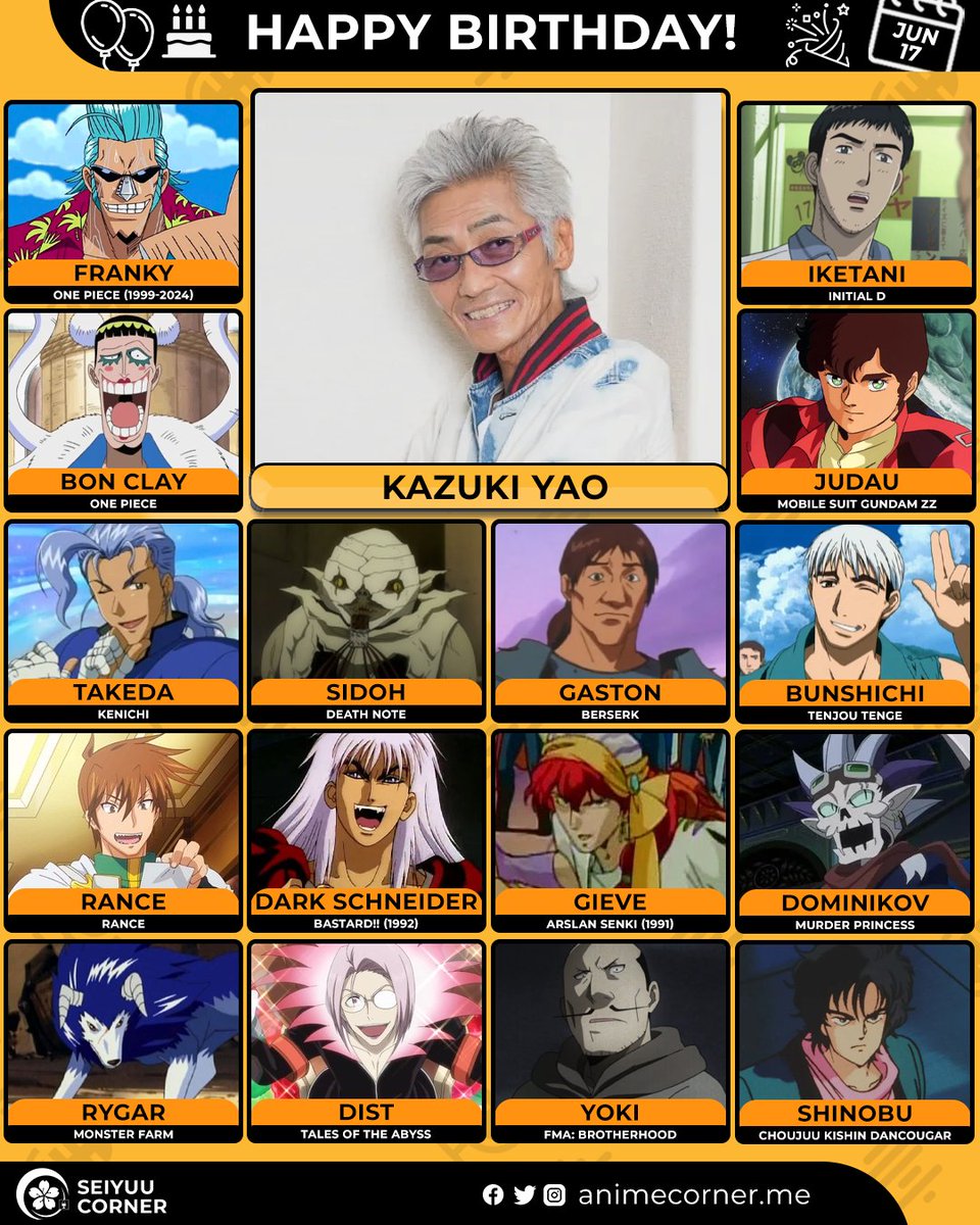 NoCotish's tweet photo. Au Japon, c'est l'anniversaire de l'une de ses voix les plus marquantes et remarquables, le seiyuu Kazuki Yao🎉

Il a l'une des voix les plus charismatiques du milieu, et c'est toujours un pincement au coeur de le savoir dans tous ces problemes de santé😢

Merci à lui pour tout! https://t.co/kQHerUxCFd