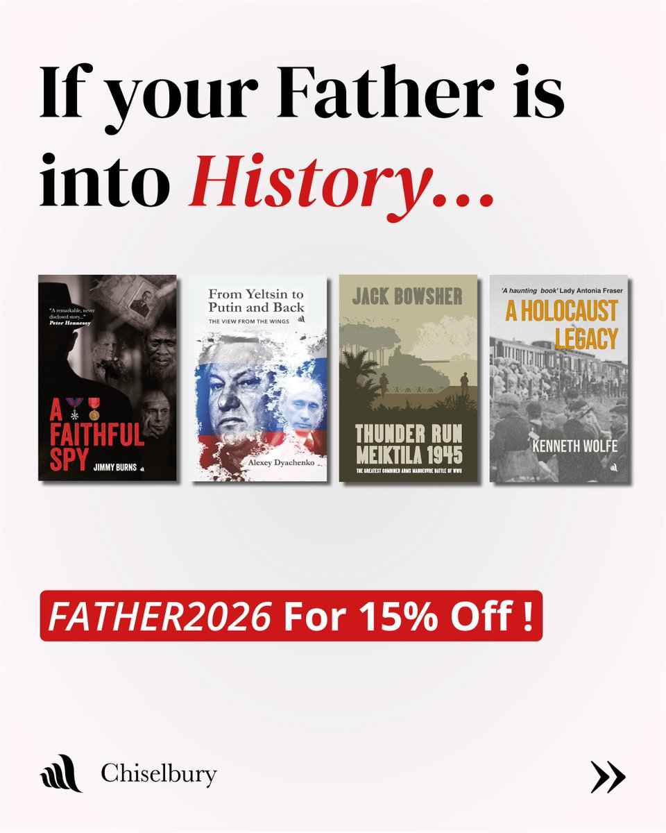chiselbury's tweet photo. Father's Day is coming.
If your dad loves history, sport, espionage, military adventure or remarkable true stories, we've got the perfect gift.
Use code FATHER2026 for 15% off.
Browse the collection: https://t.co/YVaGKKKs9v
#FathersDay #BooksForDad #HistoryBooks @Jimmy_Burns @HistoryBowsh @MichaelRPayne1