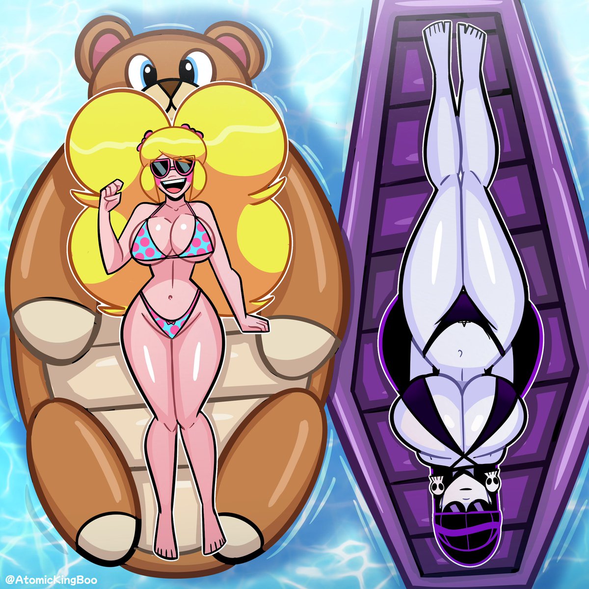 AtomicKingBoo's tweet photo. Two Besties at the Pool.
Inspired by @RabiesTL works 
#oc #originalcharacters https://t.co/4OoBBOLMks