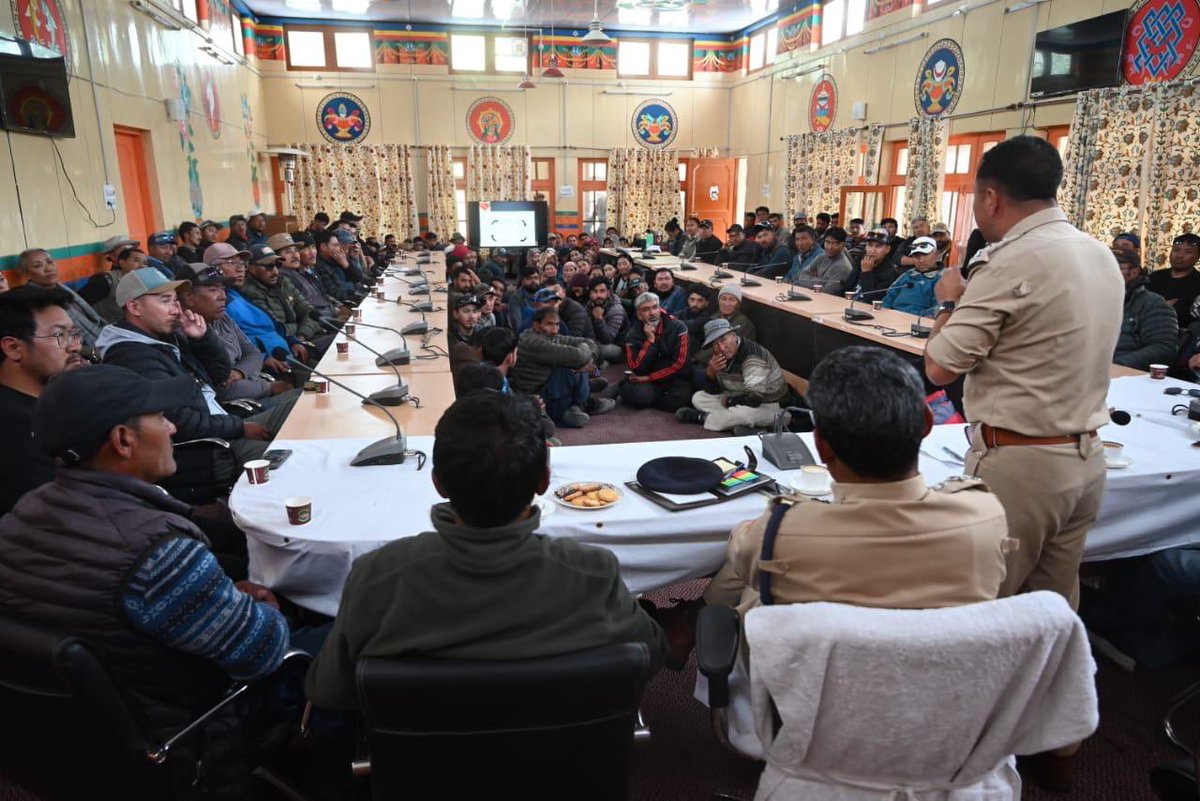 ZanskarPolice's tweet photo. Over 200 community members attended an awareness programme on Drug Abuse &amp; Cyber Crime organized by Police Station Zanskar at Dak Bungalow, Zanskar. Stakeholders pledged support to build a drug-free and cyber-secure society. #Zanskar #LadakhPolice #DrugFreeSociety #CyberSafety https://t.co/bzSAAb4JfG