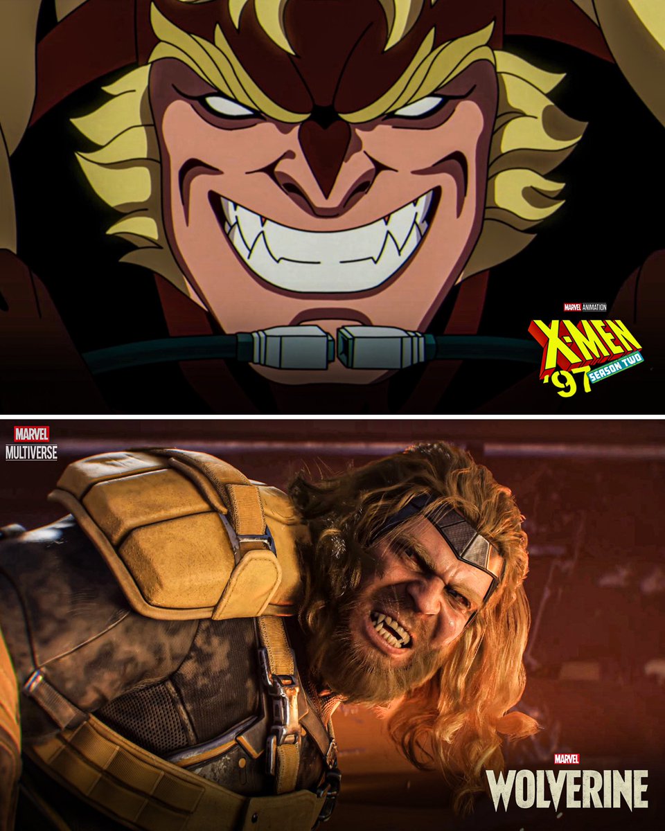 MarvelMultive's tweet photo. Sabretooth is set to appear in both ‘X-MEN '97’ Season 2 and Insomniac’s ‘WOLVERINE’. https://t.co/gVb4duBPj6