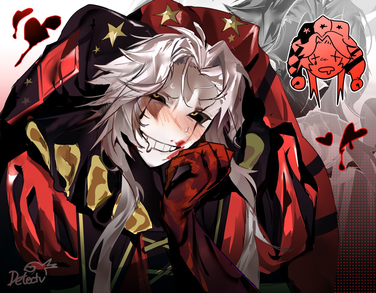 detectivelaugh's tweet photo. Pierrot. I realised ive been spelling his name wrong. I had fun drawing this yandere strawberry jester
#pierrot #thefreakcircus #fanart #illustrationㅤ https://t.co/kbxTzYZBGp