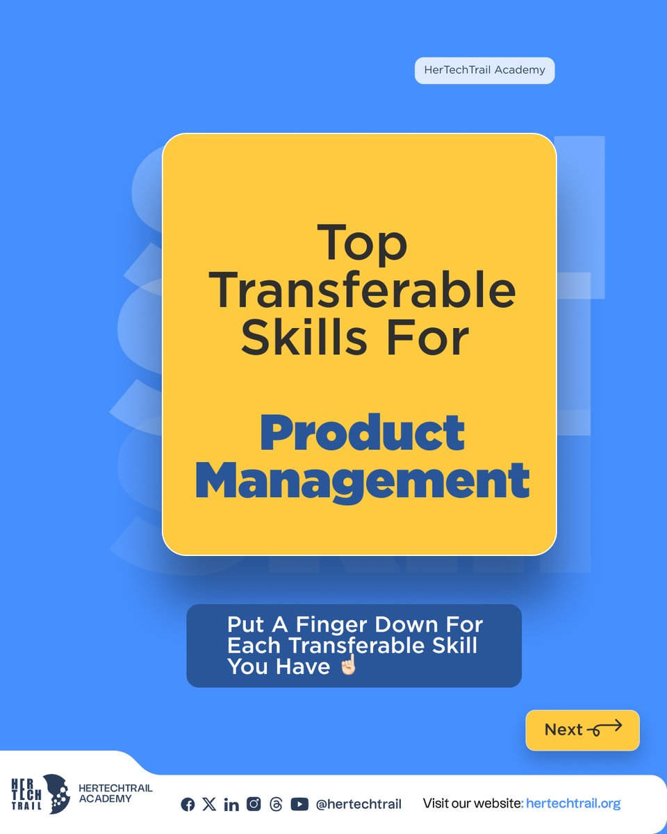 hertechtrail's tweet photo. Put a finger down… Transferable Skills for Product Management Edition 👇 https://t.co/fLGoAiNdDj