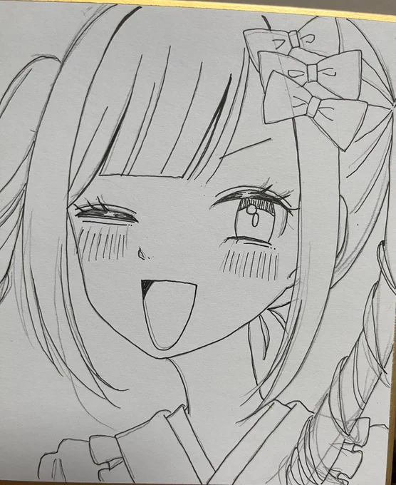 まだ下書き消してなくてアレなんだけど可愛く描けたかぐや💛 