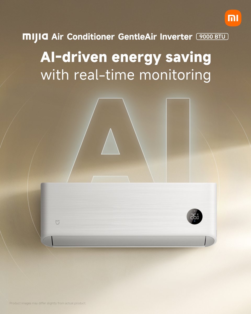 Xiaomi's tweet photo. Smarter comfort, powered by Mijia Air Conditioner GentleAir.

Real-time AI energy saving.
Easy control through Xiaomi Home app.
Durable anti-corrosion protection built to last. https://t.co/KGTgYq5TJ8