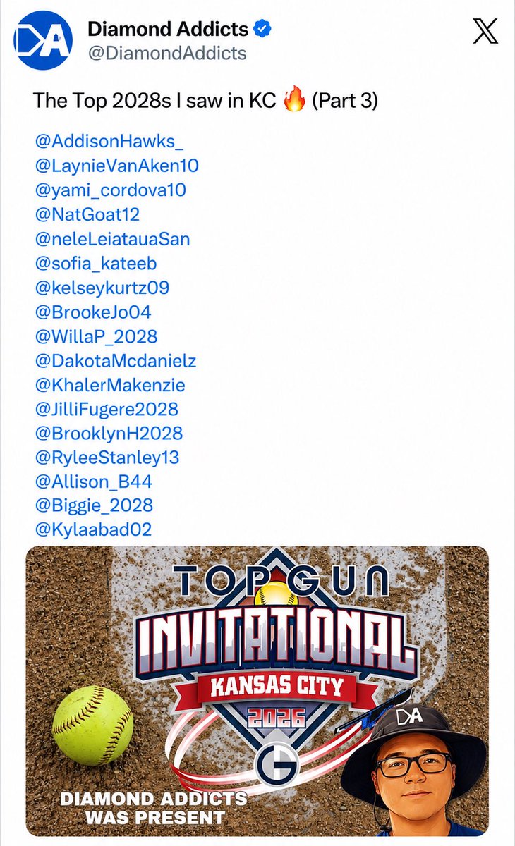 BrookeJo04's tweet photo. Thank you @DiamondAddicts for the recognition.
@EliteFusetti @ArmorUp21 @EjanFusetti @grit_AA @ExtraInningSB @SoftbalAmerica @CoastRecruitsSB @MerlG_Official @LineDsoftball @ImpactRetweets @TopGunEvents @SoftballDown @DfwSho @D1ProScouts @DirectRecruits #MIF #BeElite #UtilityPlayer