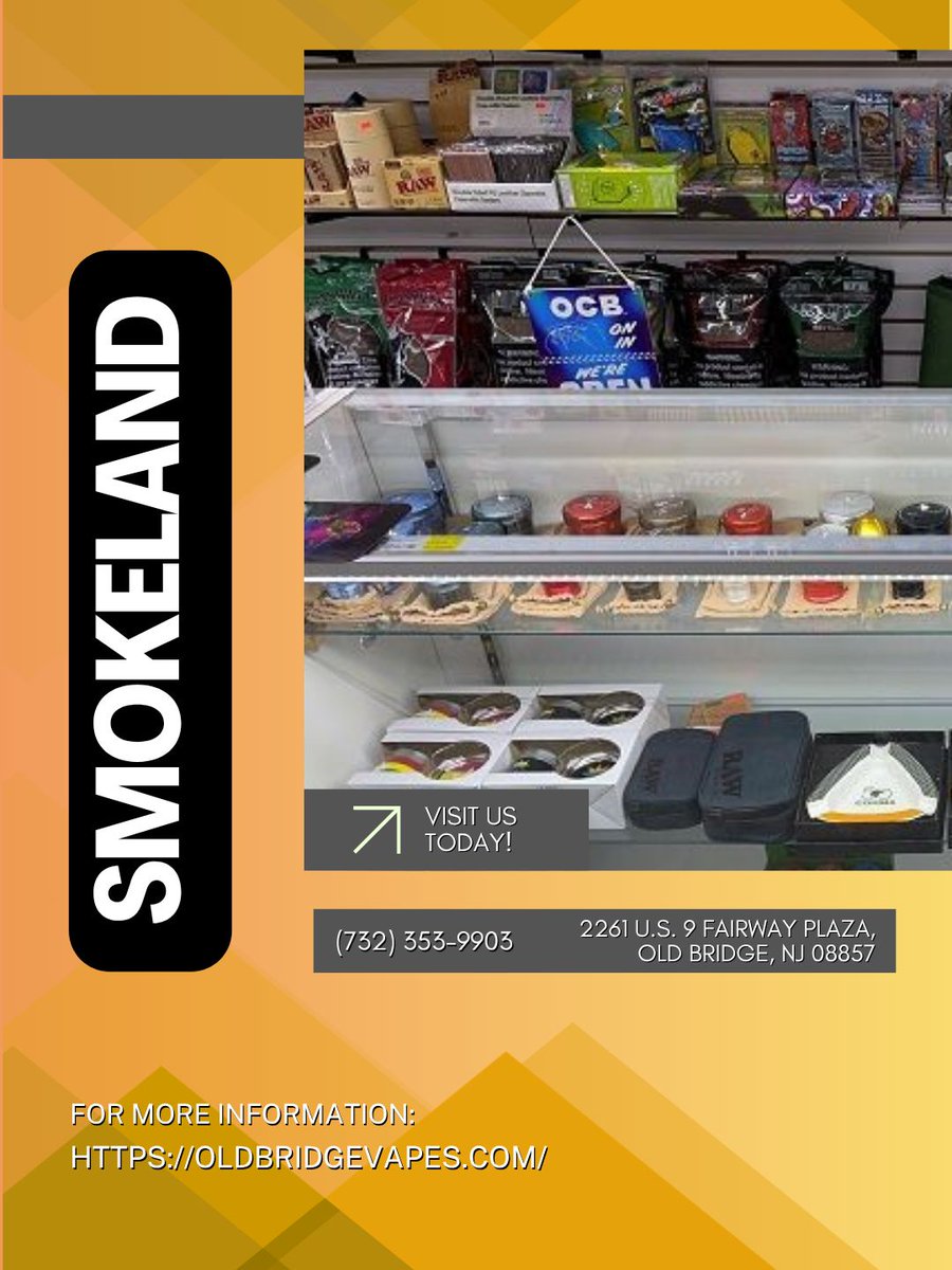 Smokeland1's tweet photo. We delight in building enduring connections with our clients and offer exceptional customer service. Stop by our shop today to see how we can help meet your needs! #OldBridgeNJ  #VapeWorld
https://t.co/YFl5f9lqtV https://t.co/l4dim5pdNS