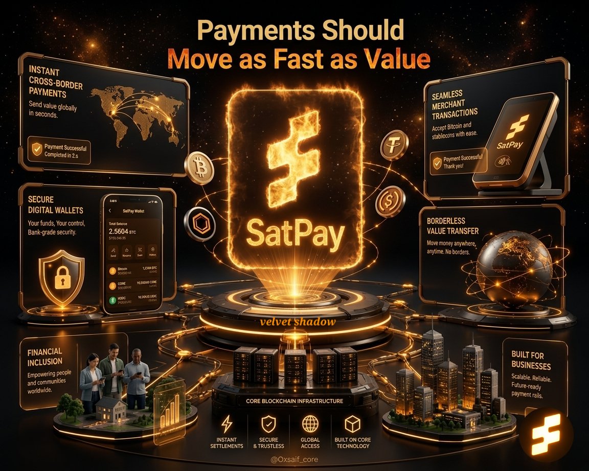 Velvet0shadow's tweet photo. Experience the future of finance with a sleek new look.

​We’ve reimagined the SatPay vision blending high-speed utility with a premium black and golden-orange aesthetic. See how payments move as fast as value.

​#SatPay #Bitcoin #FinTech #CryptoDesign https://t.co/ViQBmBXn4f