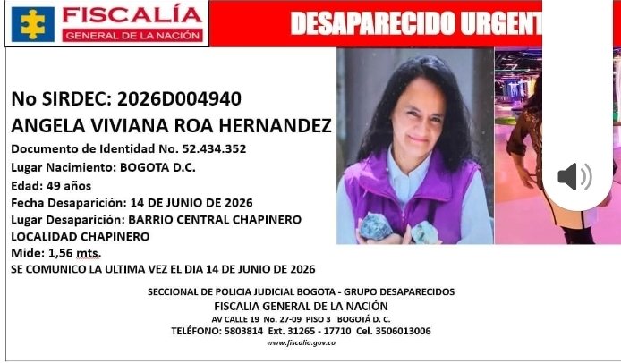 sandra_chindoy's tweet photo. 🔴S.O.S: Ayúdanos a encontrar a nuestra Amiga y Gran Líder social VIVIANA ROA, Desaparecida el día 14 de Junio en Chapinero, cualquier  información al 3143962157👇 @PoliciaColombia @FiscaliaCol https://t.co/KR0dtt9e3J