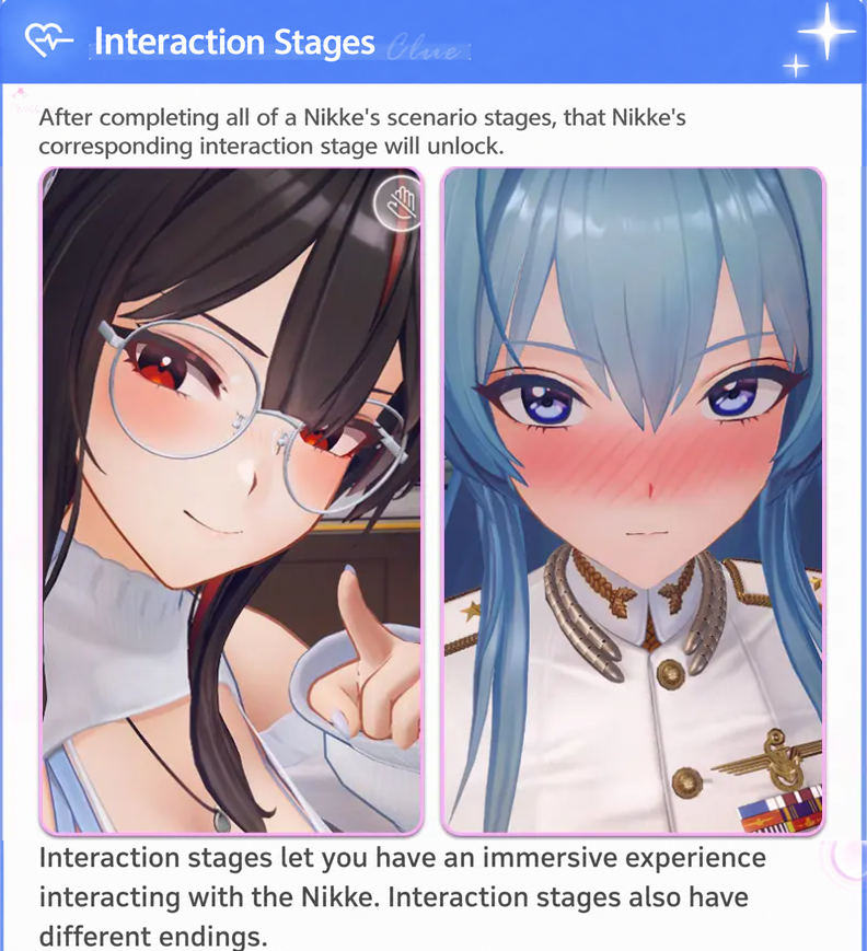 KOGG__'s tweet photo. I want to interact with my Nikkes too.
I want to touch Moran's glasses and poke Helm's forehead.
I want to listen to Moran talk about dinosaurs and hear Helm's voice as she gets super flustered.
This is something that needs to be brought over from Chinese Nikke. https://t.co/JdaFx5FEEU
