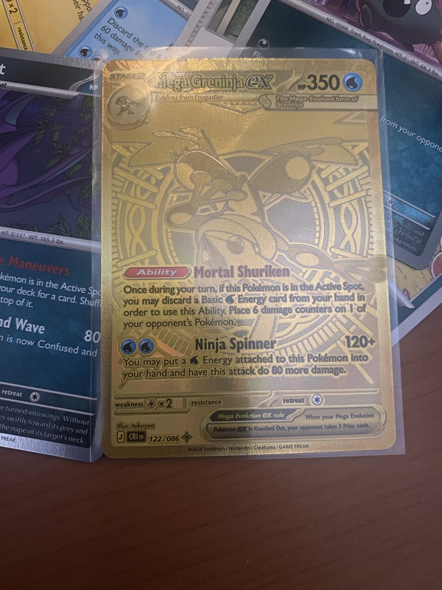 MagicqueenStar's tweet photo. Check out Golden card Mega Greninja EX From Chaos Rising 122/086￼ https://t.co/ZcdSRdKdzi #eBay via @eBay  this lucky dog helped me pull this golden #megagreninjaEX who wants lucky dog card? https://t.co/rT6Yzxlb4d