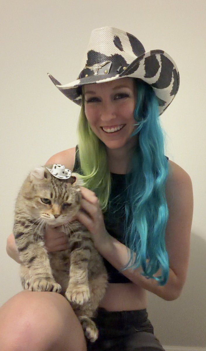 BrookeDillinger's tweet photo. Having adult money means…
You and your cat can have matching hats 🐄 🤣
Luna Tuna looks thrilled doesn’t she?
#cat #alt #splitdye #fyp #funnyanimals https://t.co/tUzJPEGT1a