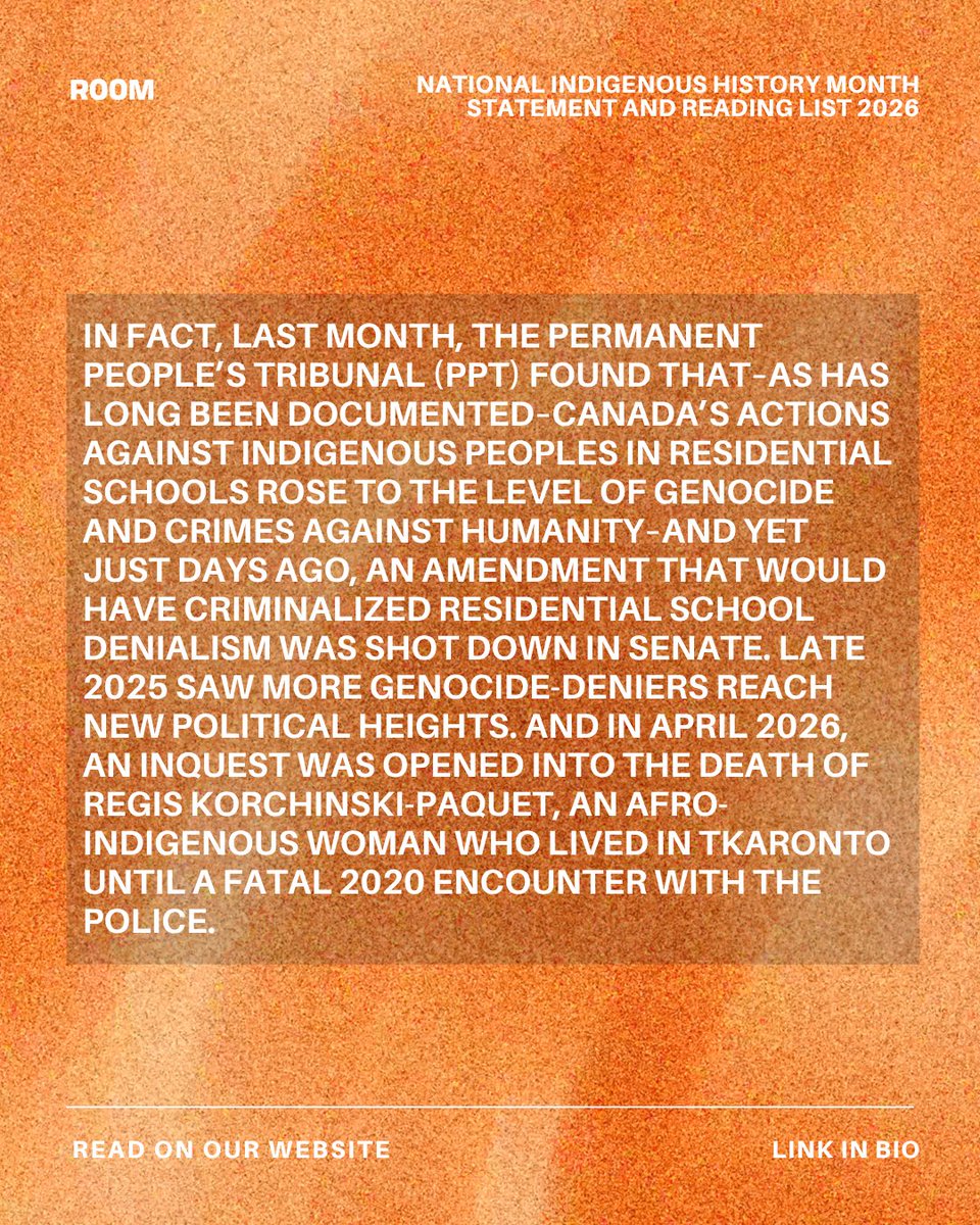 RoomMagazine's tweet photo. This National Indigenous History Month, we remember MMIWG2S, uplift voices of water-protectors, reflect upon the importance of Indigenous histories, futurism, and art-making, recommit to materially supporting the Indigenous peoples in our communities.

https://t.co/PdYjgmQhxD https://t.co/QX4D5d4JCl